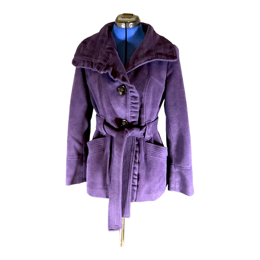Steve Madden Purple Belted Peacoat, Size M
